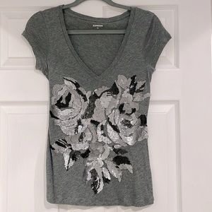 Express floral sequined top